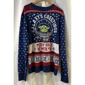 Baby Yoda Star Wars‎ Ugly Christmas Sweater Merry Force Be With You